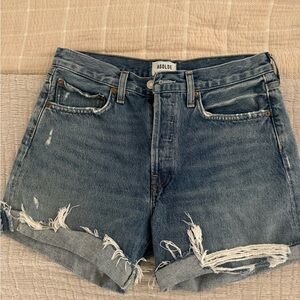 Agolde Distressed Blue Jean Shorts